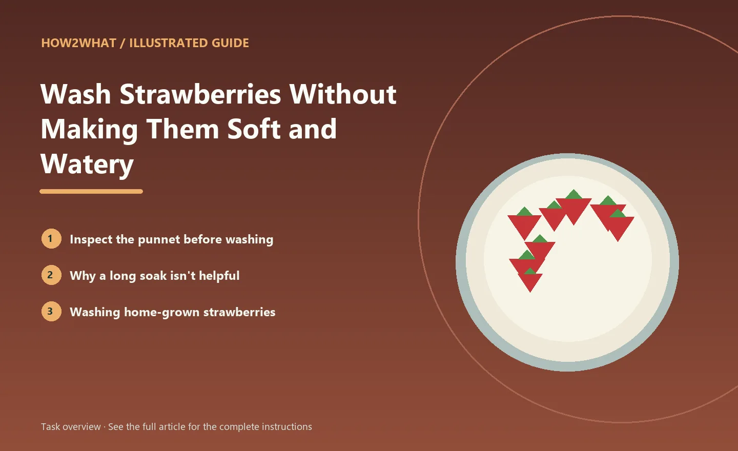 Illustrated task overview for How to Wash Strawberries Without Making Them Soft and Watery