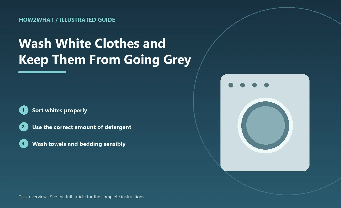 Illustrated task overview for How to Wash White Clothes and Keep Them From Going Grey